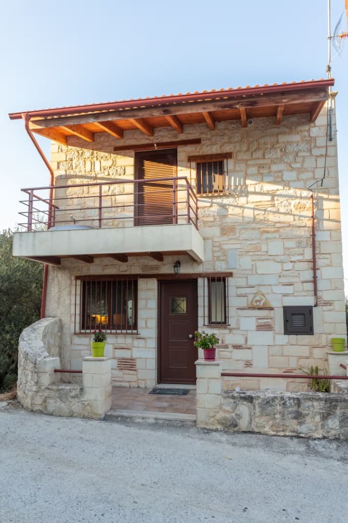 Exterior view with olive grove path