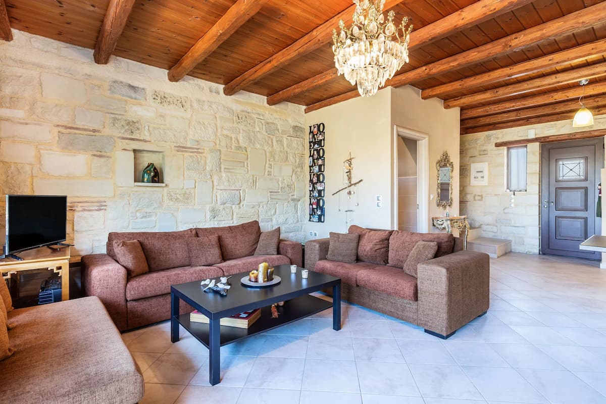 Dining area with folk art and wooden furniture